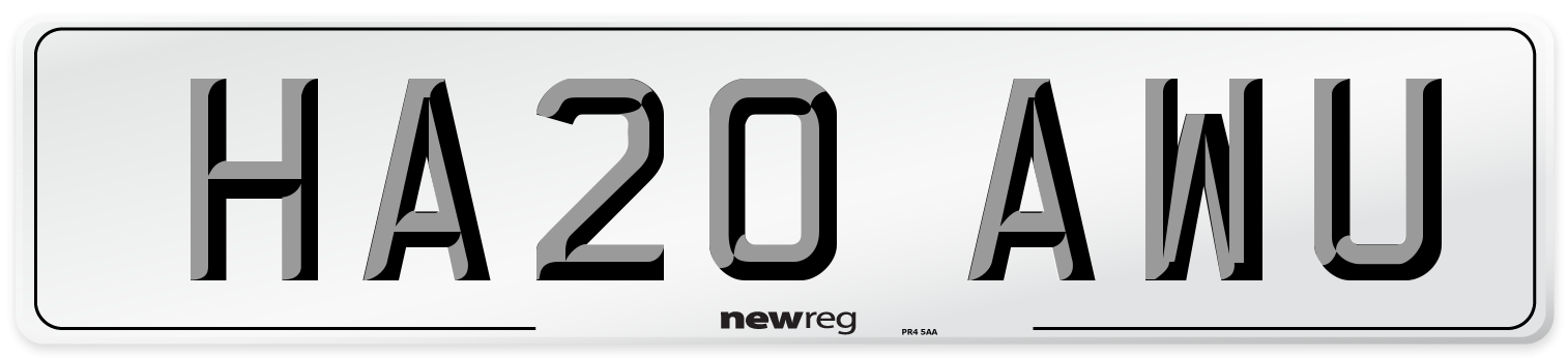 HA20 AWU Front Number Plate