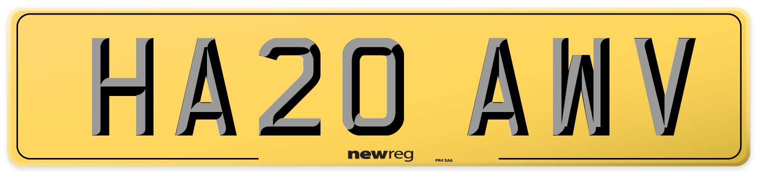 HA20 AWV Rear Number Plate