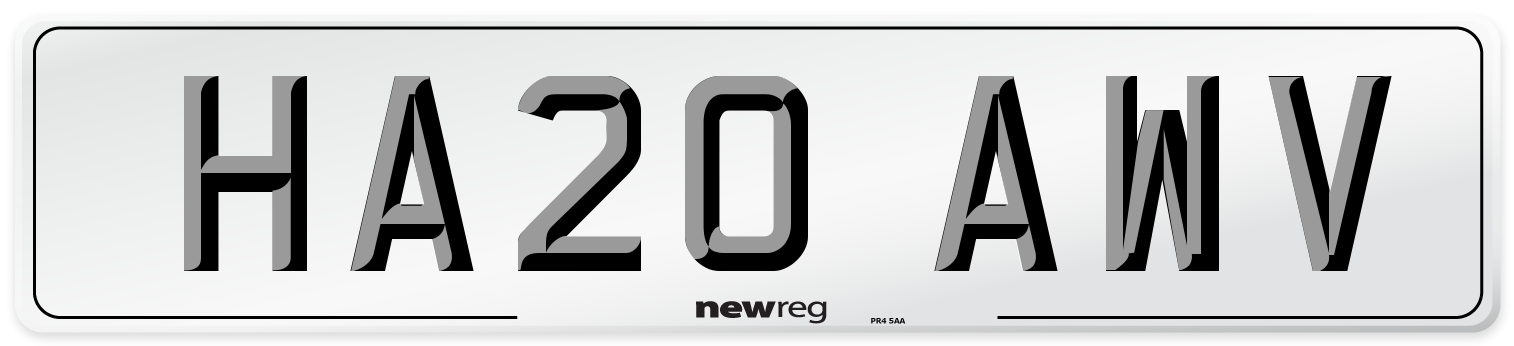 HA20 AWV Front Number Plate