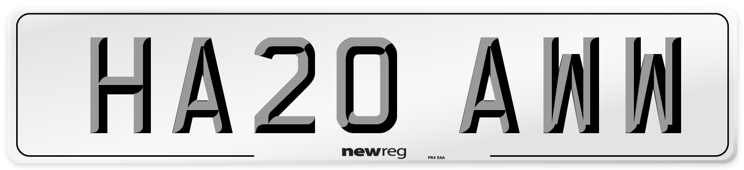 HA20 AWW Front Number Plate