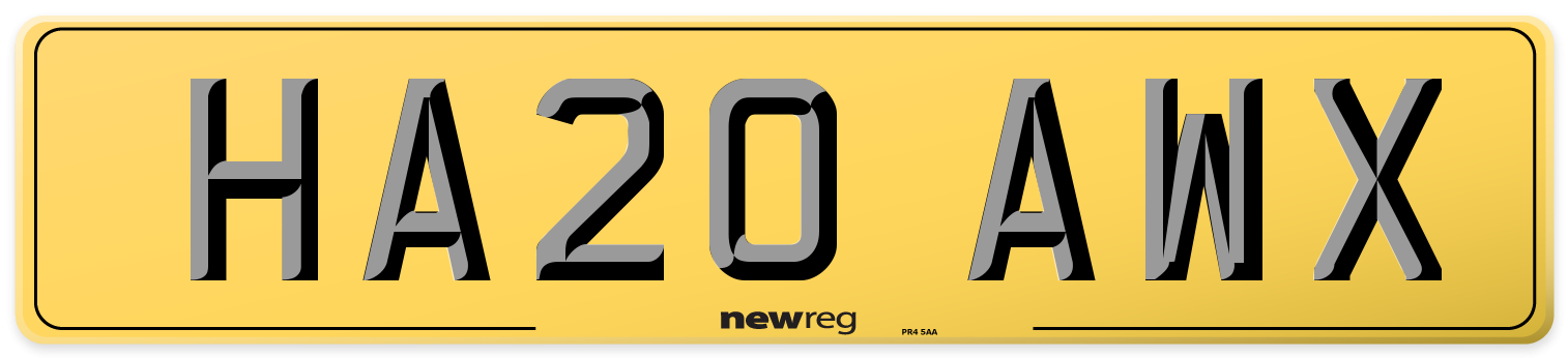 HA20 AWX Rear Number Plate