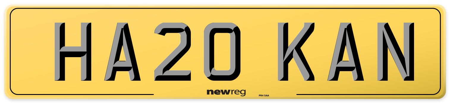 HA20 KAN Rear Number Plate