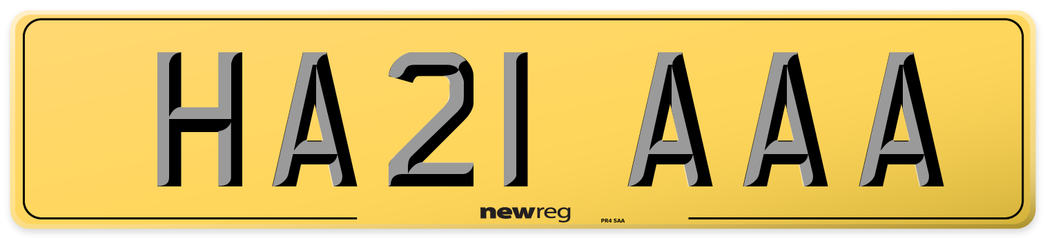 HA21 AAA Rear Number Plate