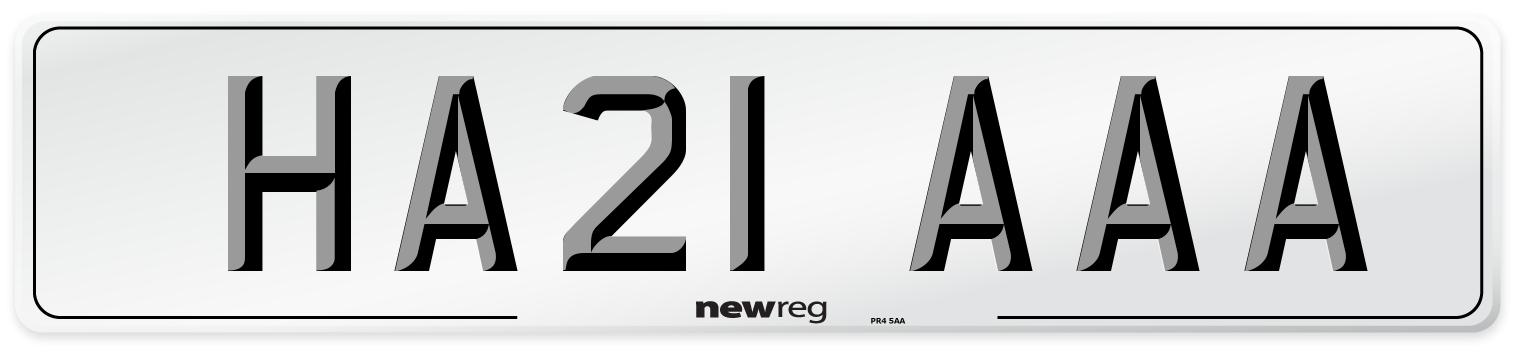 HA21 AAA Front Number Plate