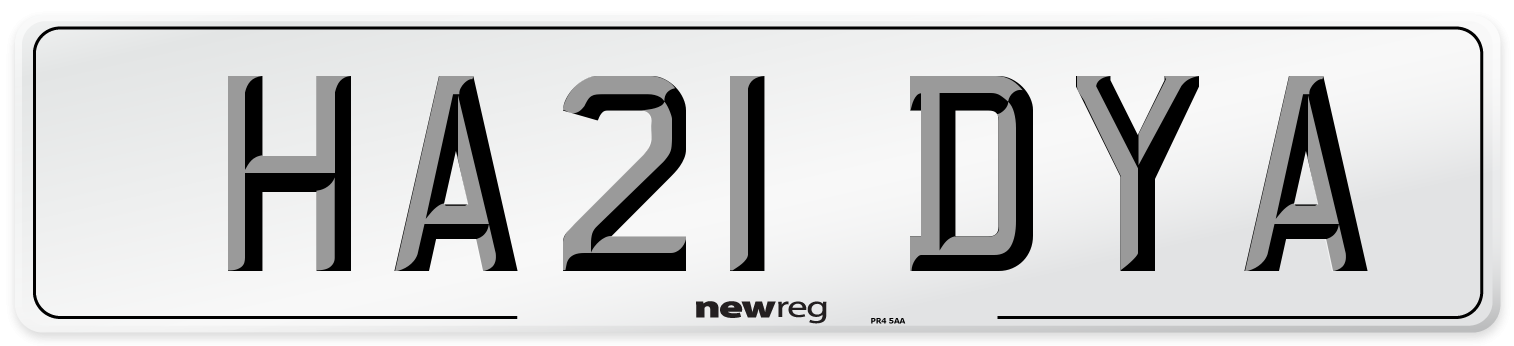 HA21 DYA Front Number Plate