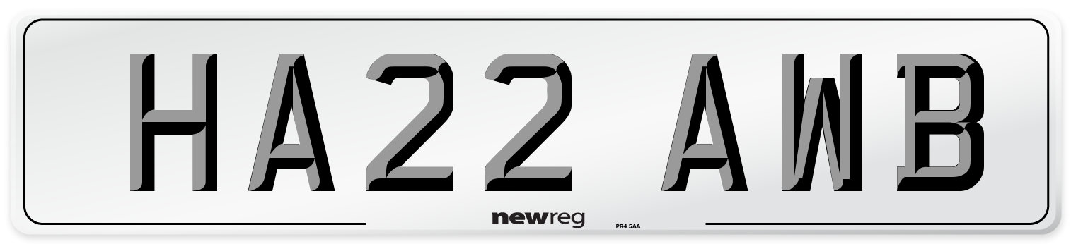 HA22 AWB Front Number Plate