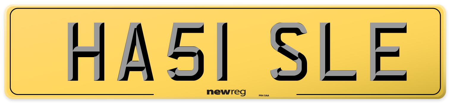 HA51 SLE Rear Number Plate
