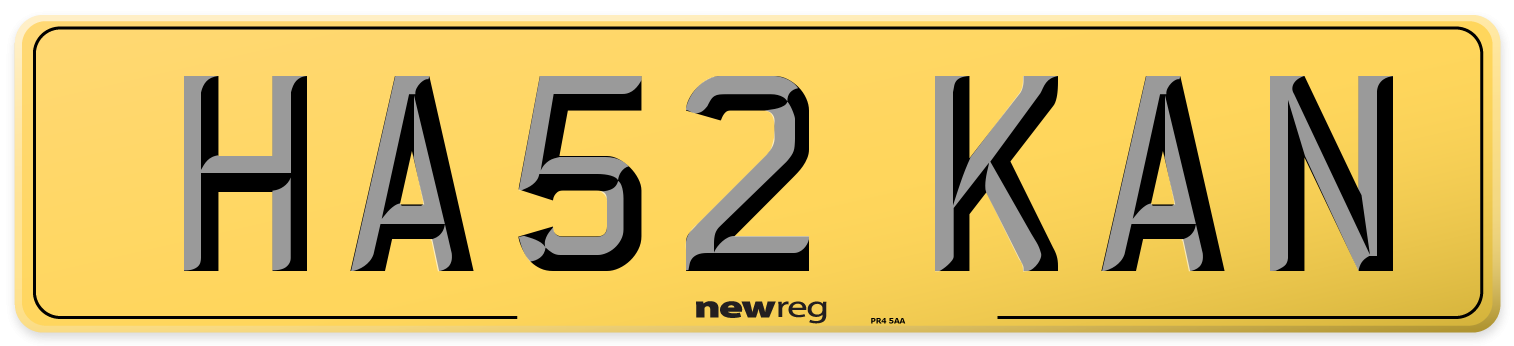 HA52 KAN Rear Number Plate
