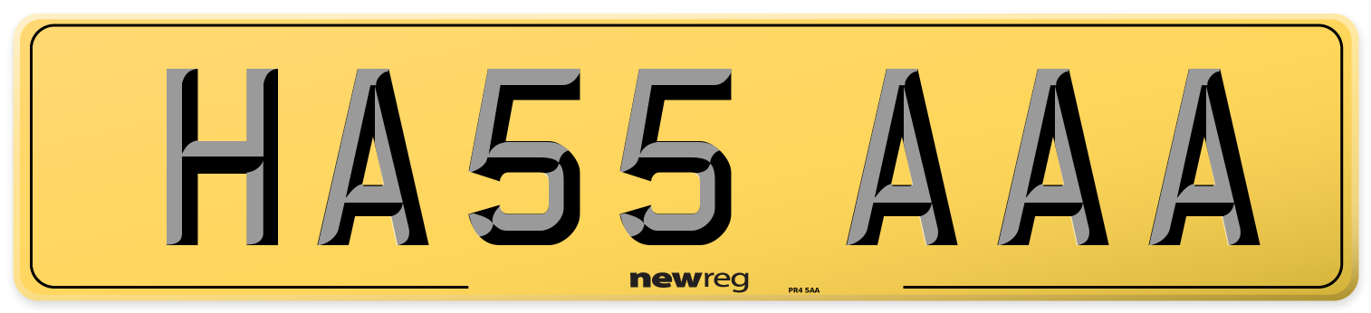 HA55 AAA Rear Number Plate