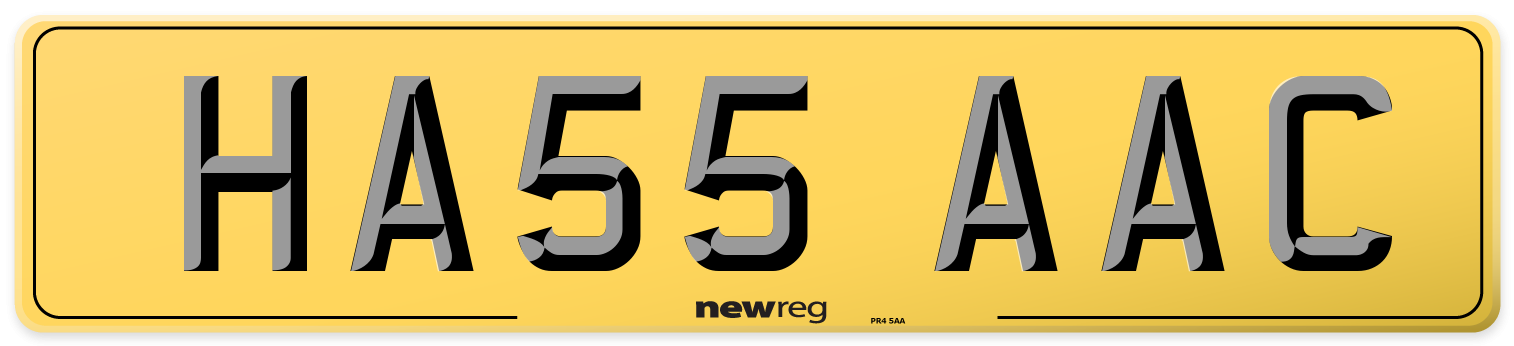 HA55 AAC Rear Number Plate