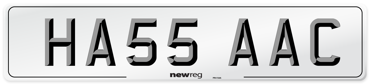 HA55 AAC Front Number Plate
