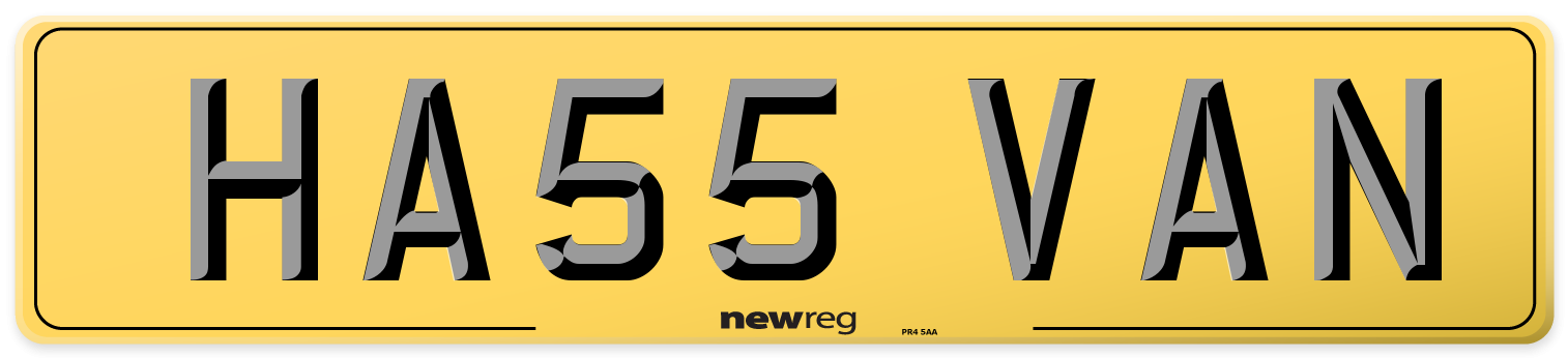 HA55 VAN Rear Number Plate
