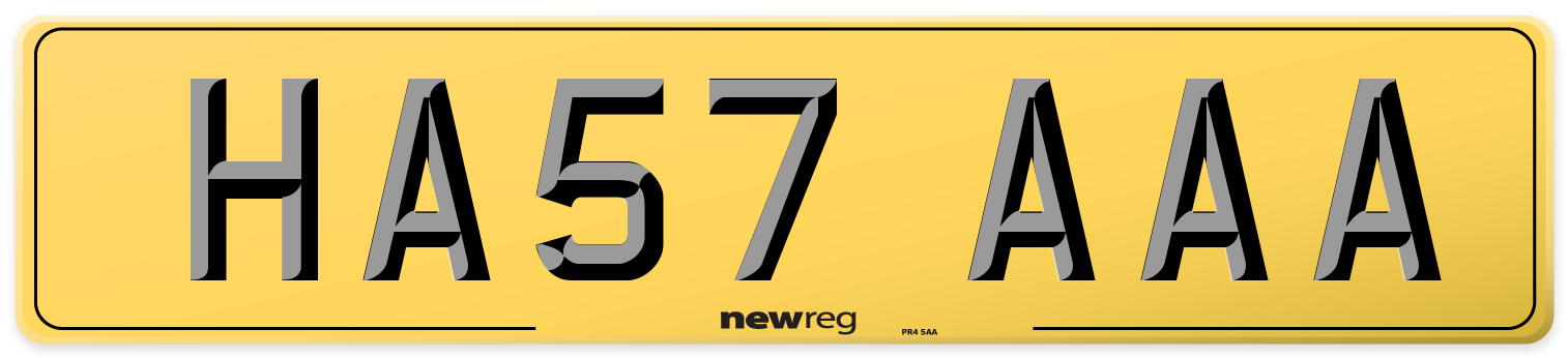 HA57 AAA Rear Number Plate