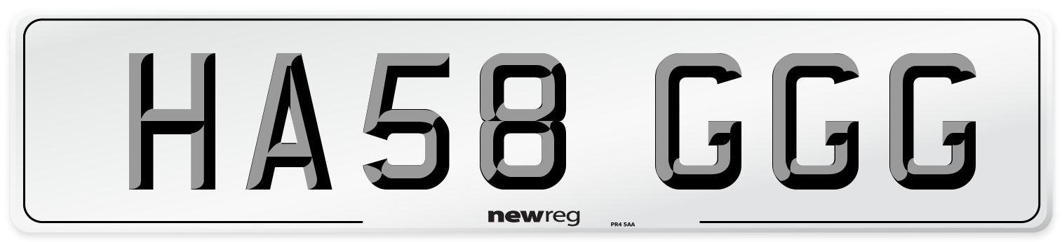 HA58 GGG Front Number Plate