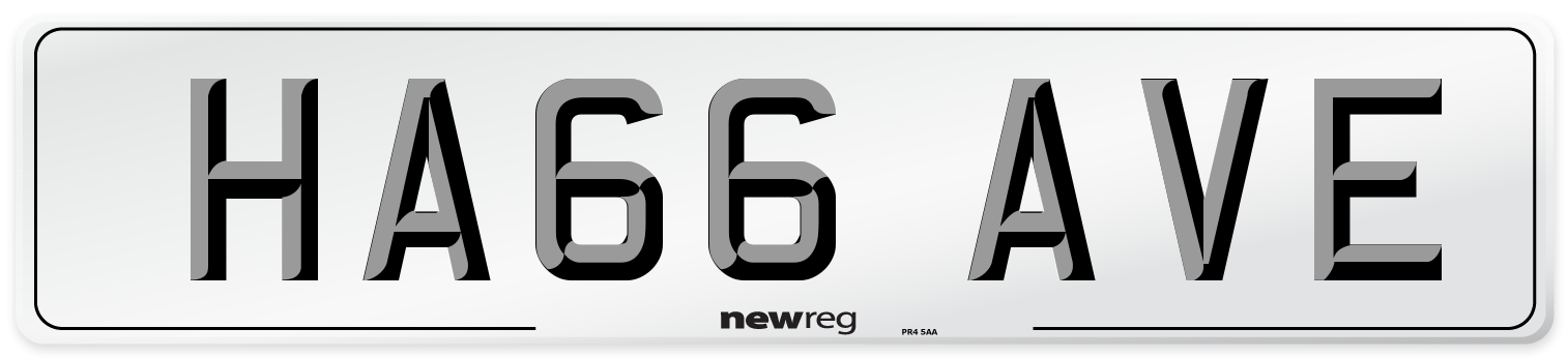 HA66 AVE Front Number Plate
