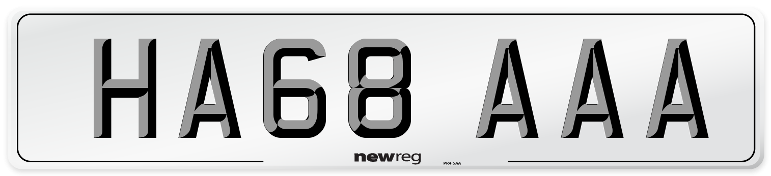 HA68 AAA Front Number Plate