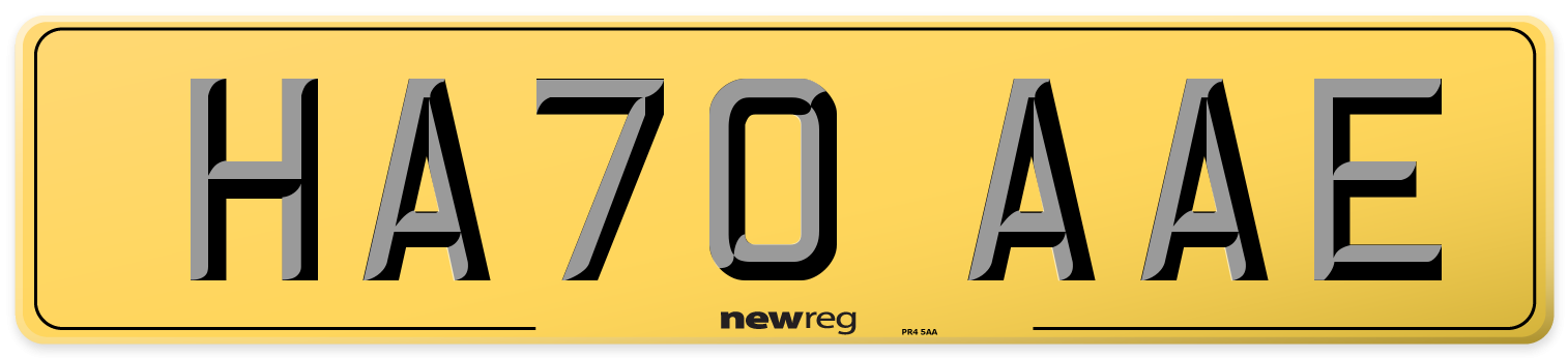 HA70 AAE Rear Number Plate
