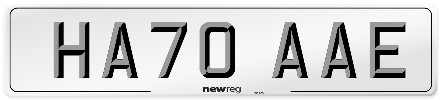 HA70 AAE Front Number Plate
