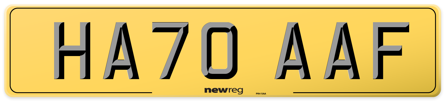 HA70 AAF Rear Number Plate