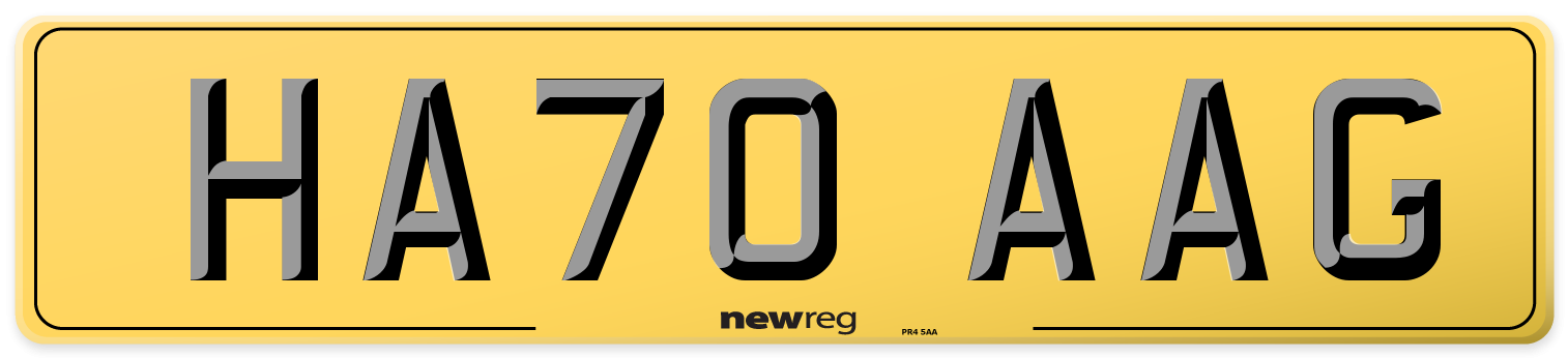 HA70 AAG Rear Number Plate
