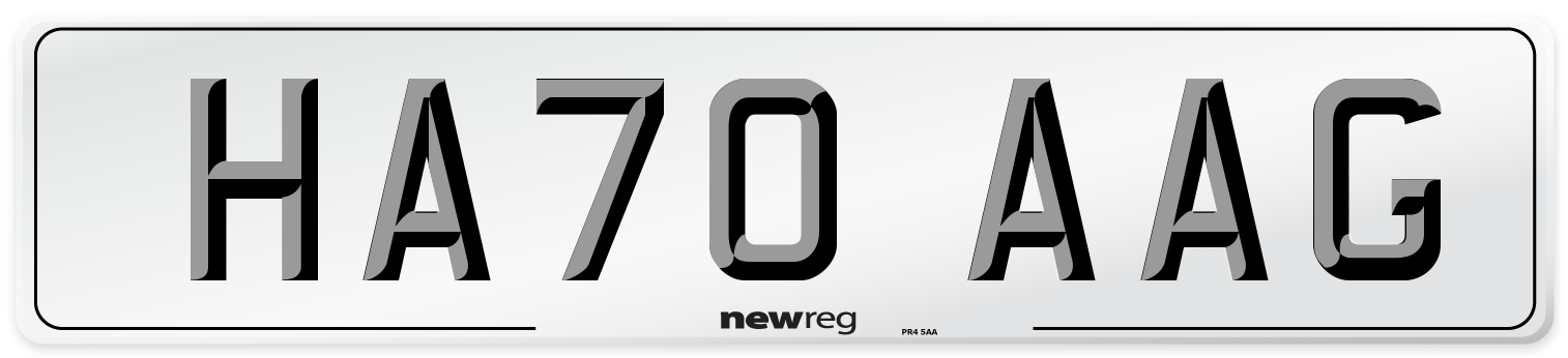 HA70 AAG Front Number Plate