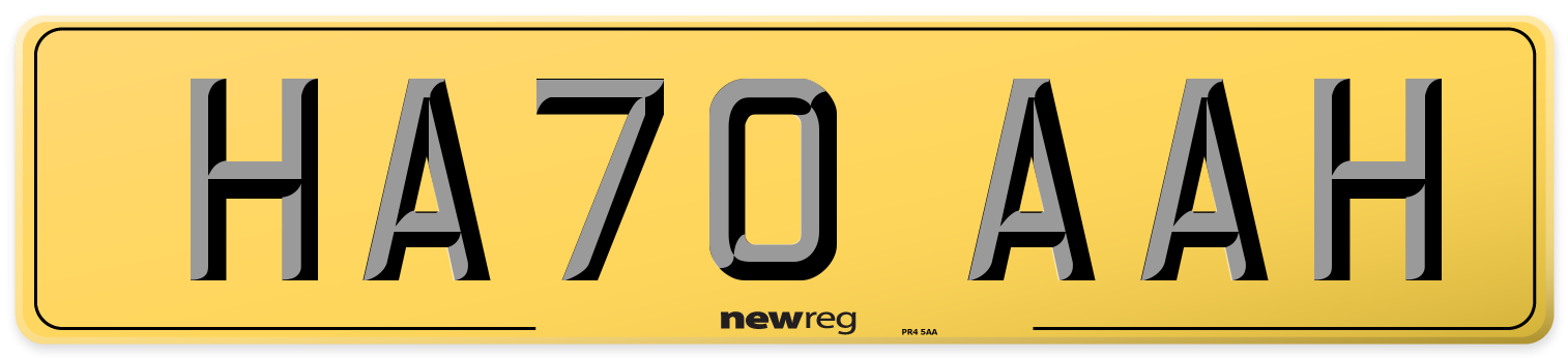 HA70 AAH Rear Number Plate