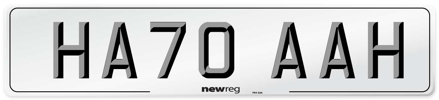 HA70 AAH Front Number Plate