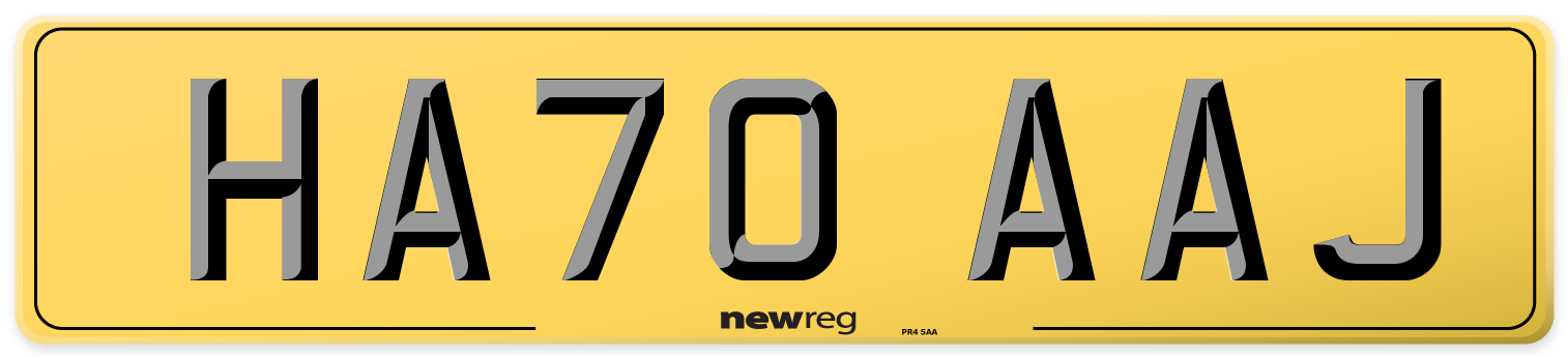 HA70 AAJ Rear Number Plate