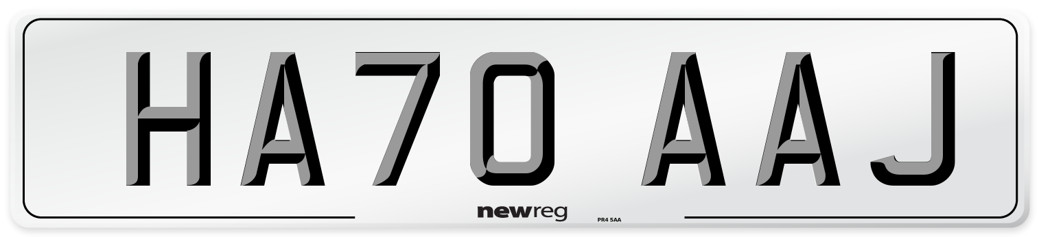 HA70 AAJ Front Number Plate