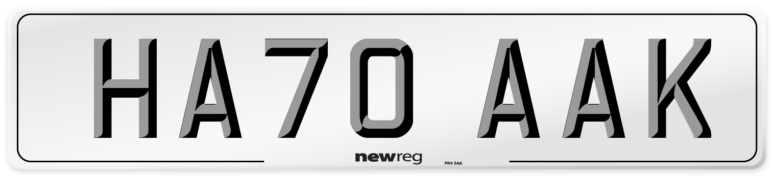 HA70 AAK Front Number Plate