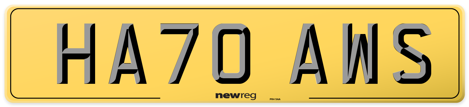 HA70 AWS Rear Number Plate