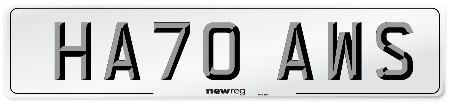 HA70 AWS Front Number Plate