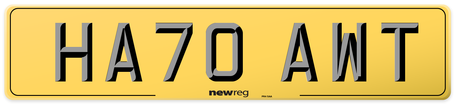 HA70 AWT Rear Number Plate