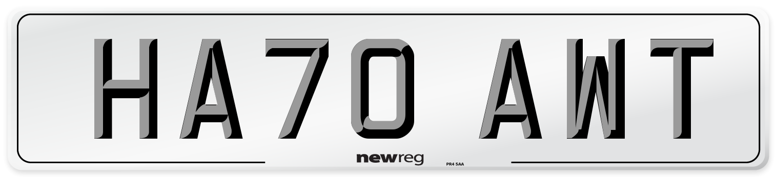 HA70 AWT Front Number Plate
