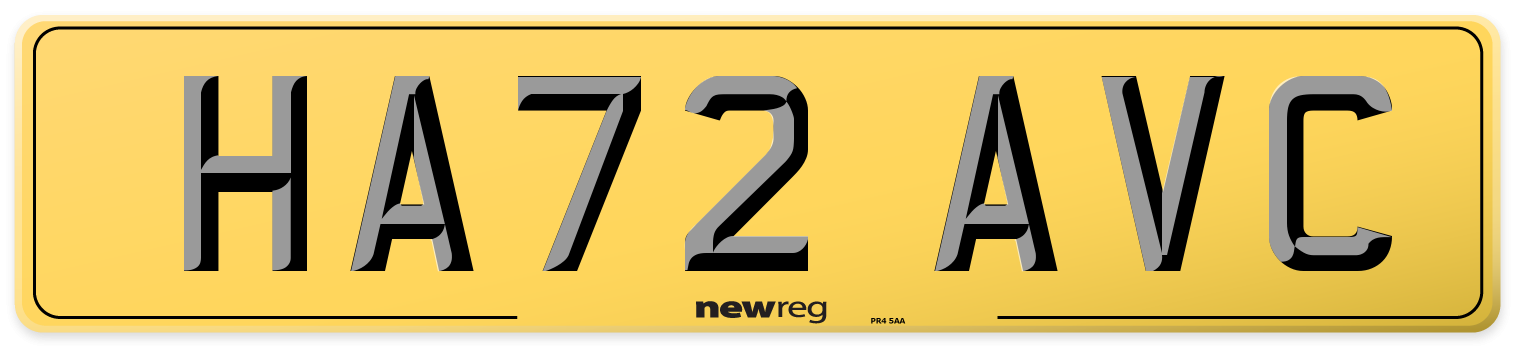 HA72 AVC Rear Number Plate