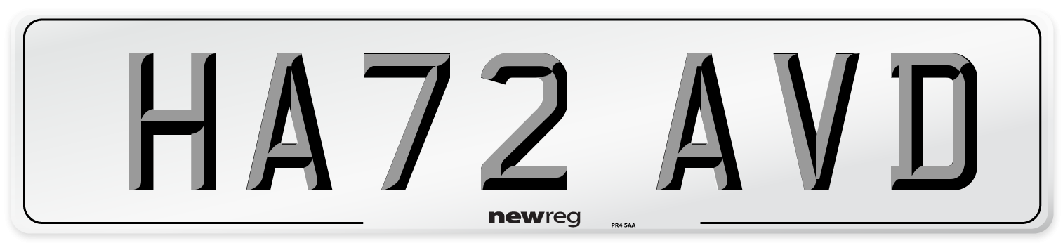 HA72 AVD Front Number Plate