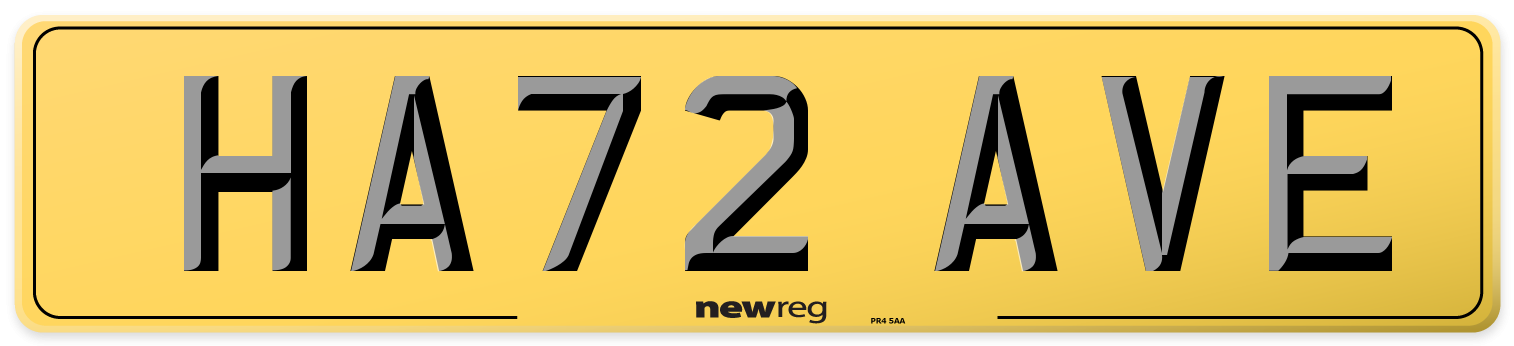 HA72 AVE Rear Number Plate
