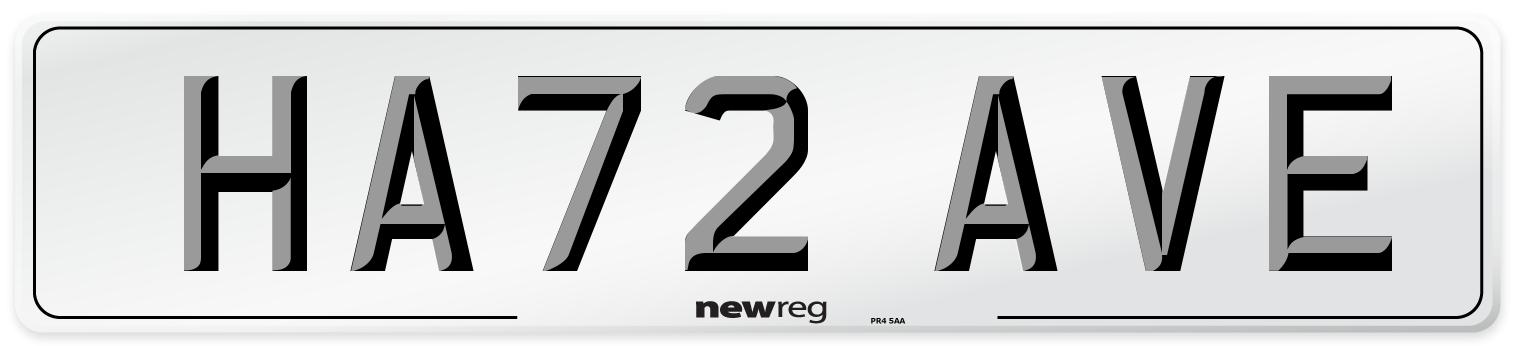 HA72 AVE Front Number Plate