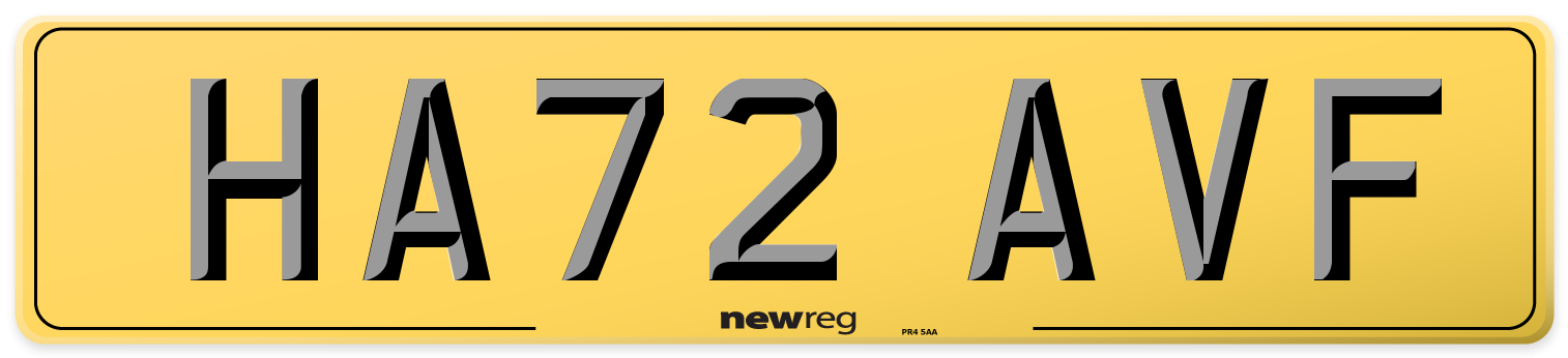 HA72 AVF Rear Number Plate