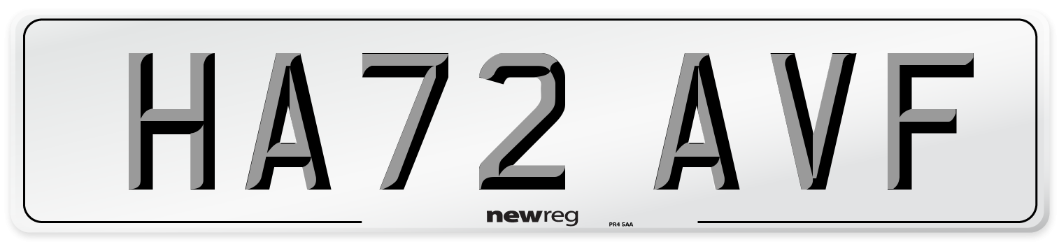 HA72 AVF Front Number Plate