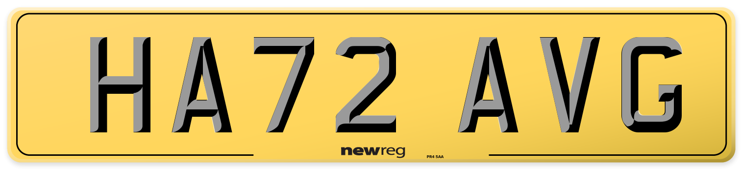 HA72 AVG Rear Number Plate