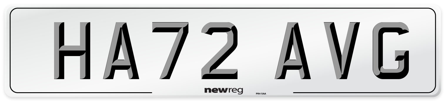 HA72 AVG Front Number Plate