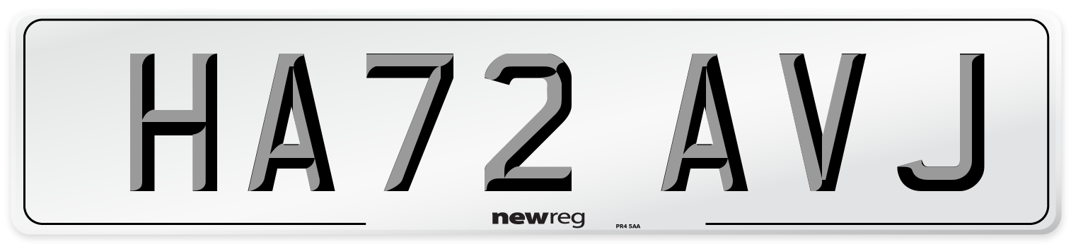 HA72 AVJ Front Number Plate