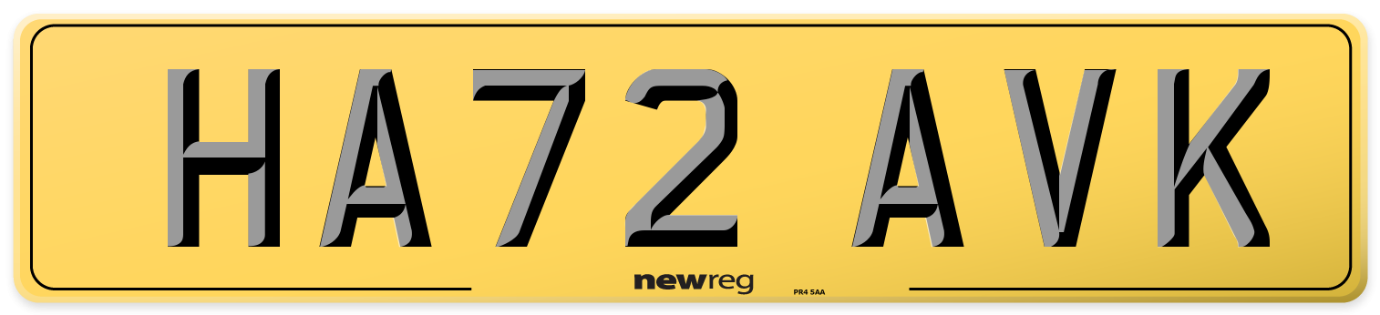 HA72 AVK Rear Number Plate