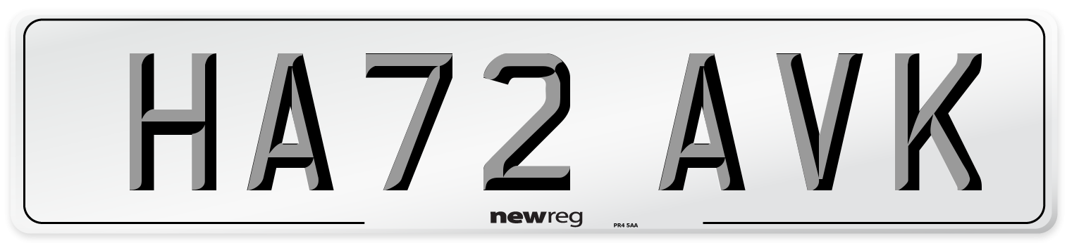 HA72 AVK Front Number Plate