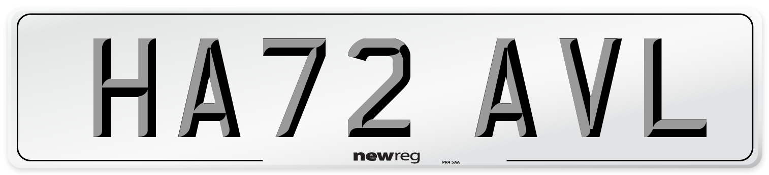 HA72 AVL Front Number Plate
