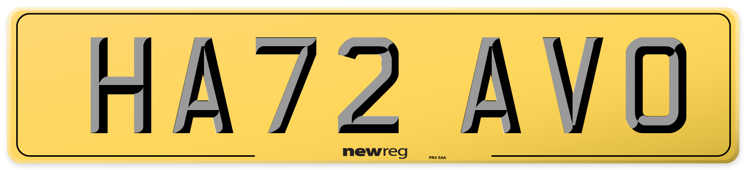 HA72 AVO Rear Number Plate