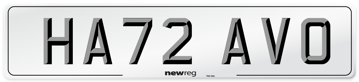 HA72 AVO Front Number Plate