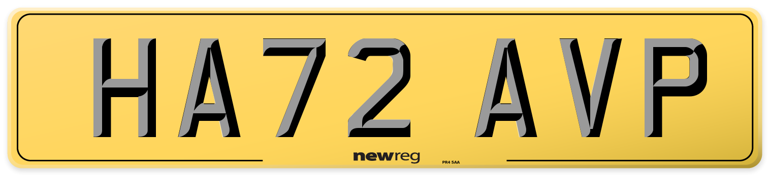 HA72 AVP Rear Number Plate