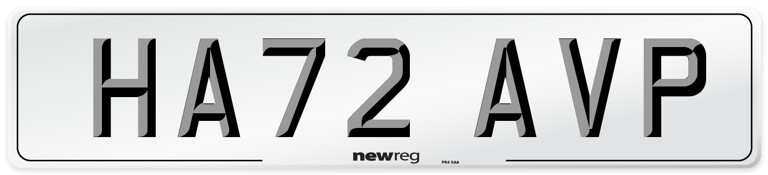 HA72 AVP Front Number Plate